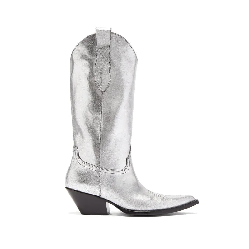 Silver Western Boots
