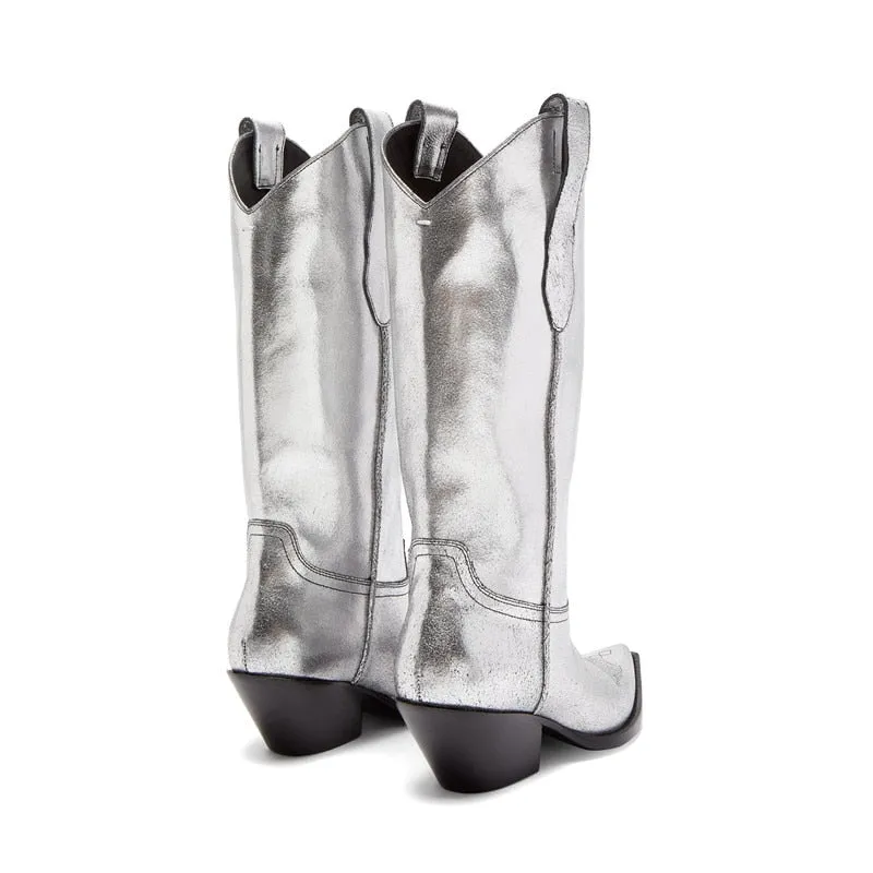 Silver Western Boots
