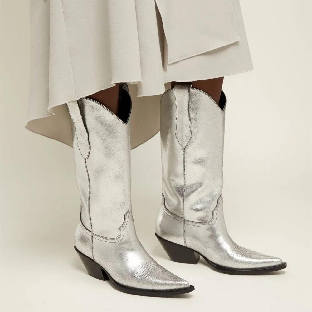 Silver Western Boots