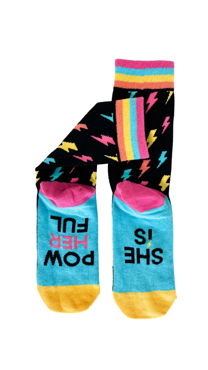 Socks - She Is Pow-Her-Ful (Black)- Pack of 5