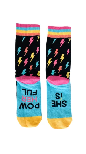 Socks - She Is Pow-Her-Ful (Black)- Pack of 5