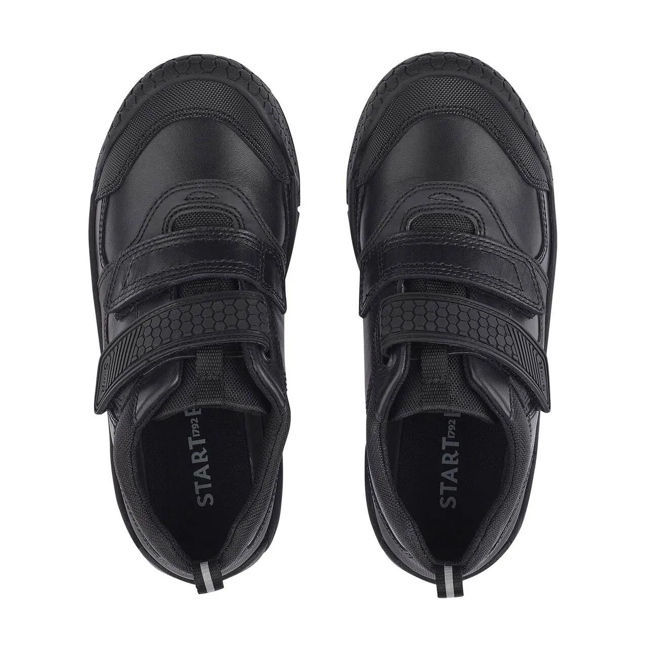 Start Rite Junior Strike - Black Leather Riptape School Shoe