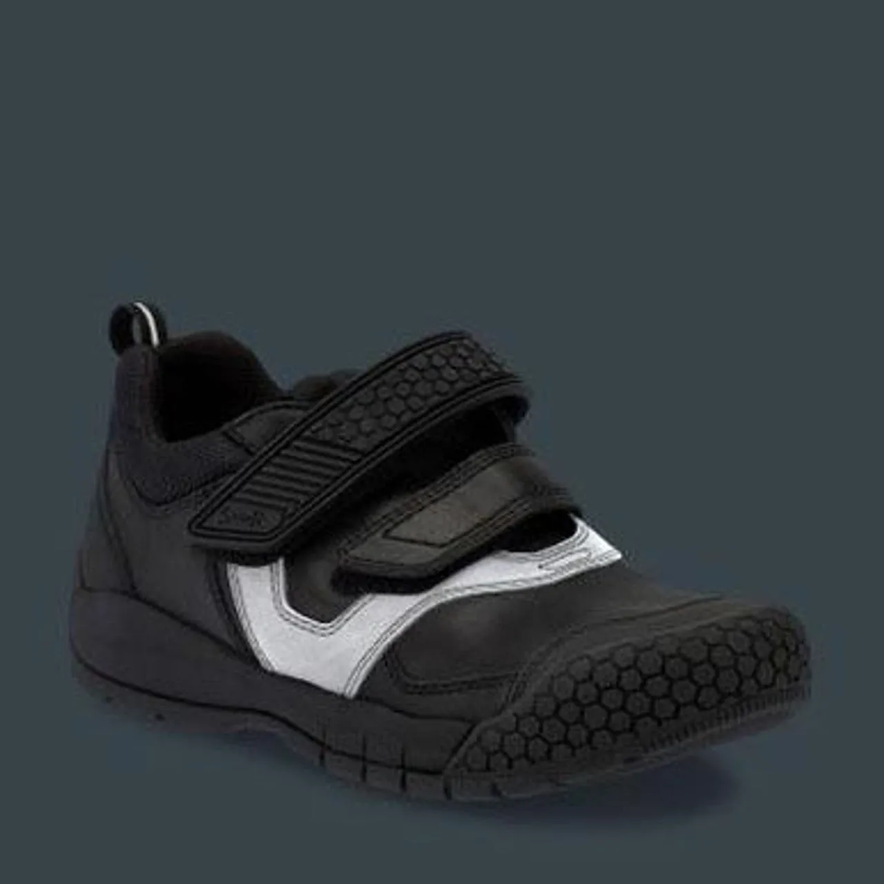 Start Rite Junior Strike - Black Leather Riptape School Shoe
