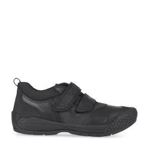 Start Rite Junior Strike - Black Leather Riptape School Shoe