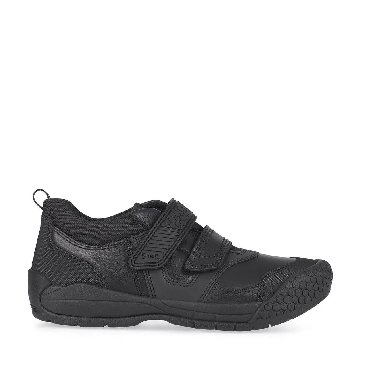 Start Rite Junior Strike - Black Leather Riptape School Shoe