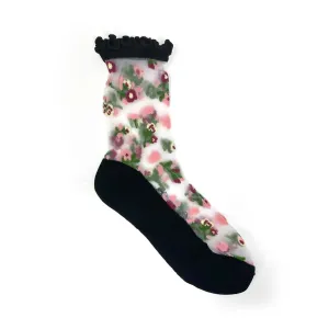 The Posey Sheer Floral Socks - Various Colours