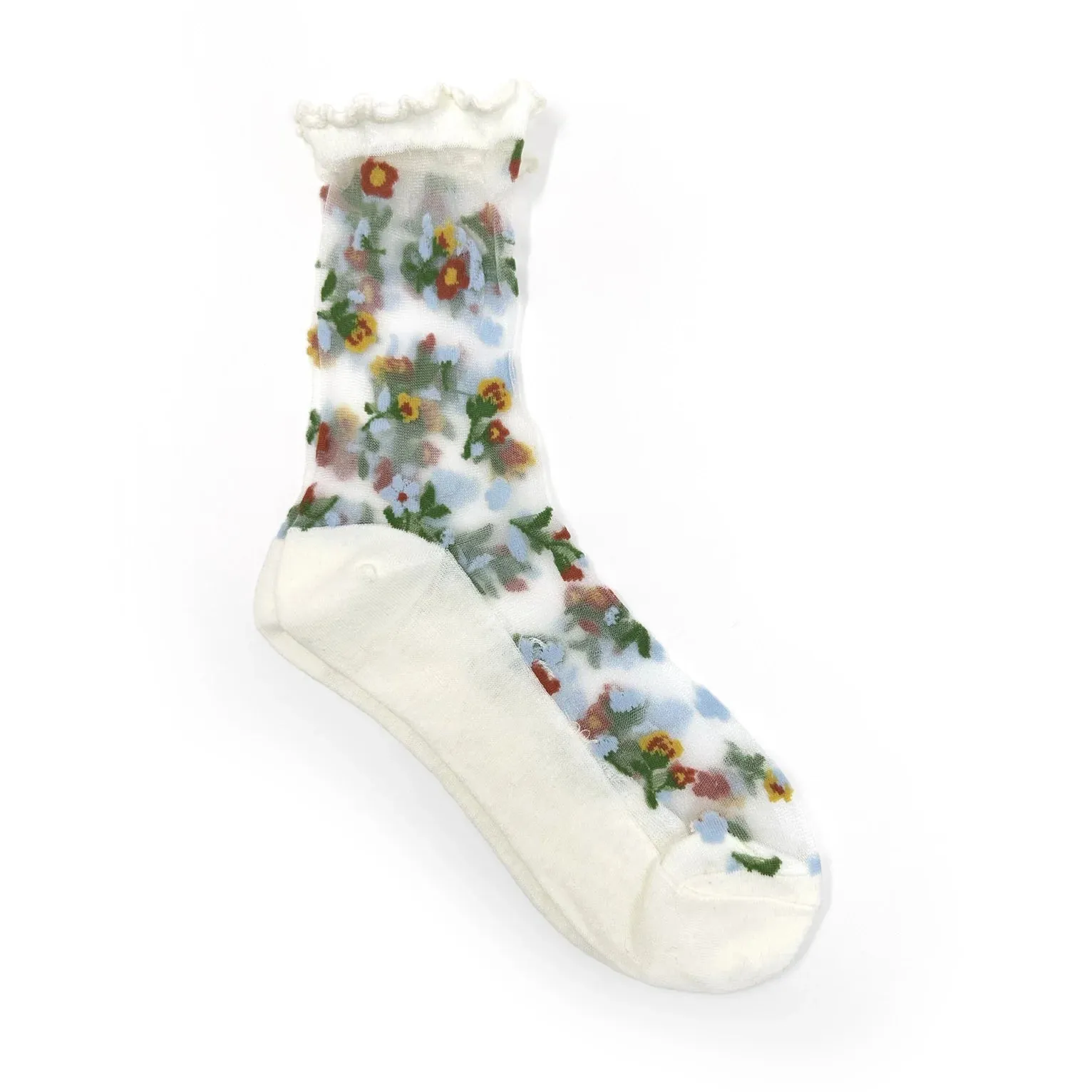 The Posey Sheer Floral Socks - Various Colours