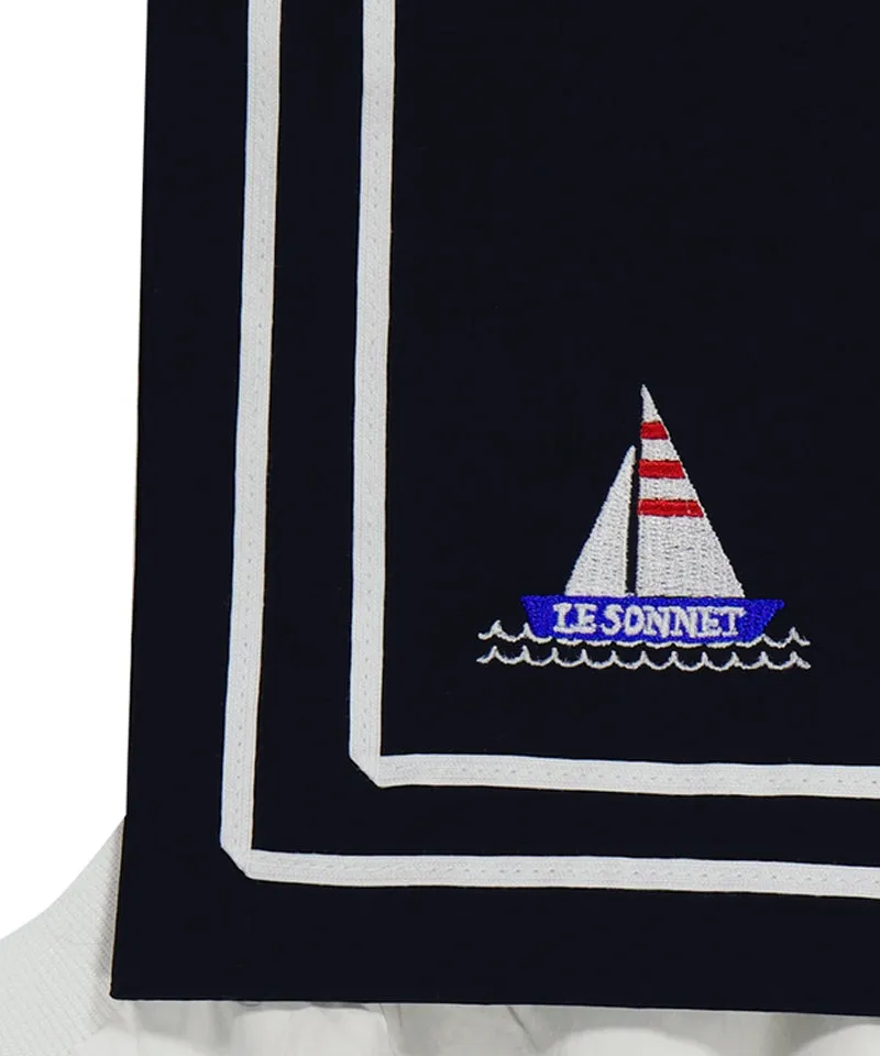 UTG x LE SONNET Lovely Marine Blouse - White