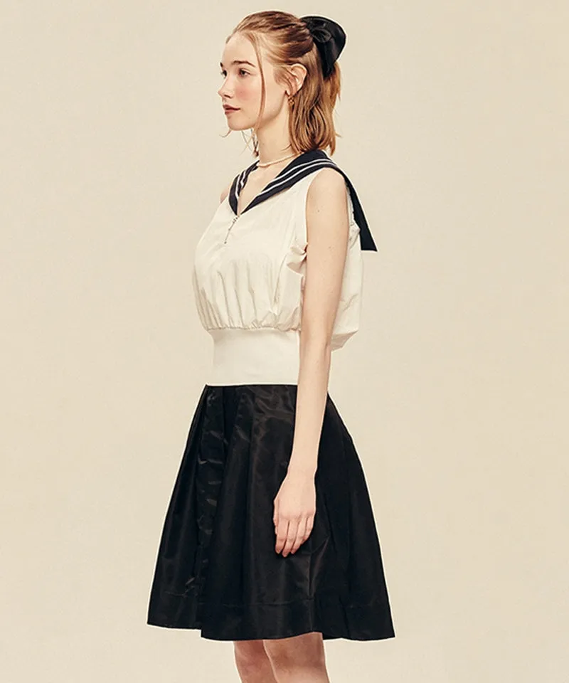 UTG x LE SONNET Lovely Marine Blouse - White