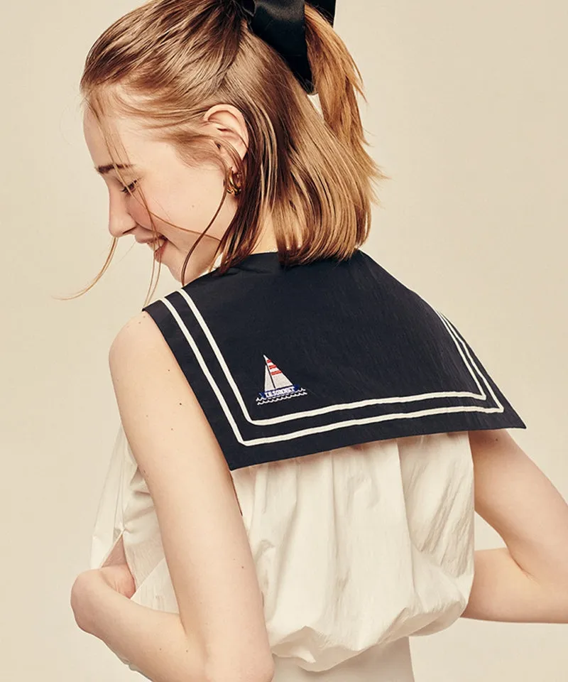 UTG x LE SONNET Lovely Marine Blouse - White