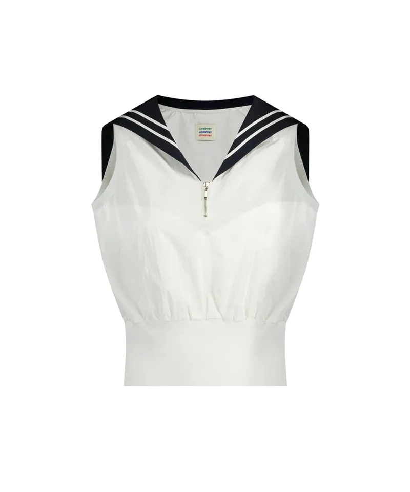 UTG x LE SONNET Lovely Marine Blouse - White