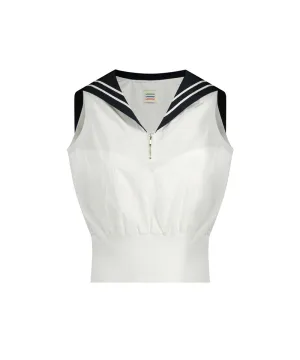UTG x LE SONNET Lovely Marine Blouse - White