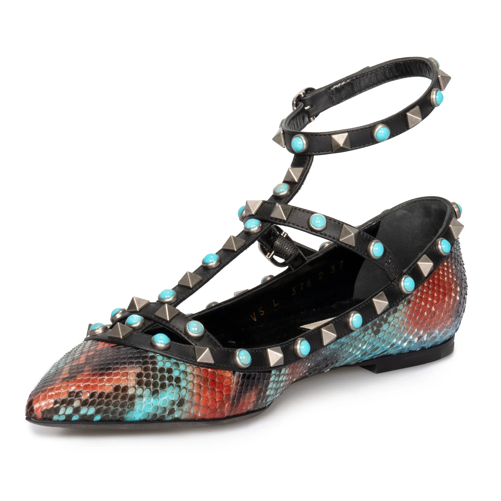 Valentino Rockstud T-Strap Flat Multicolored