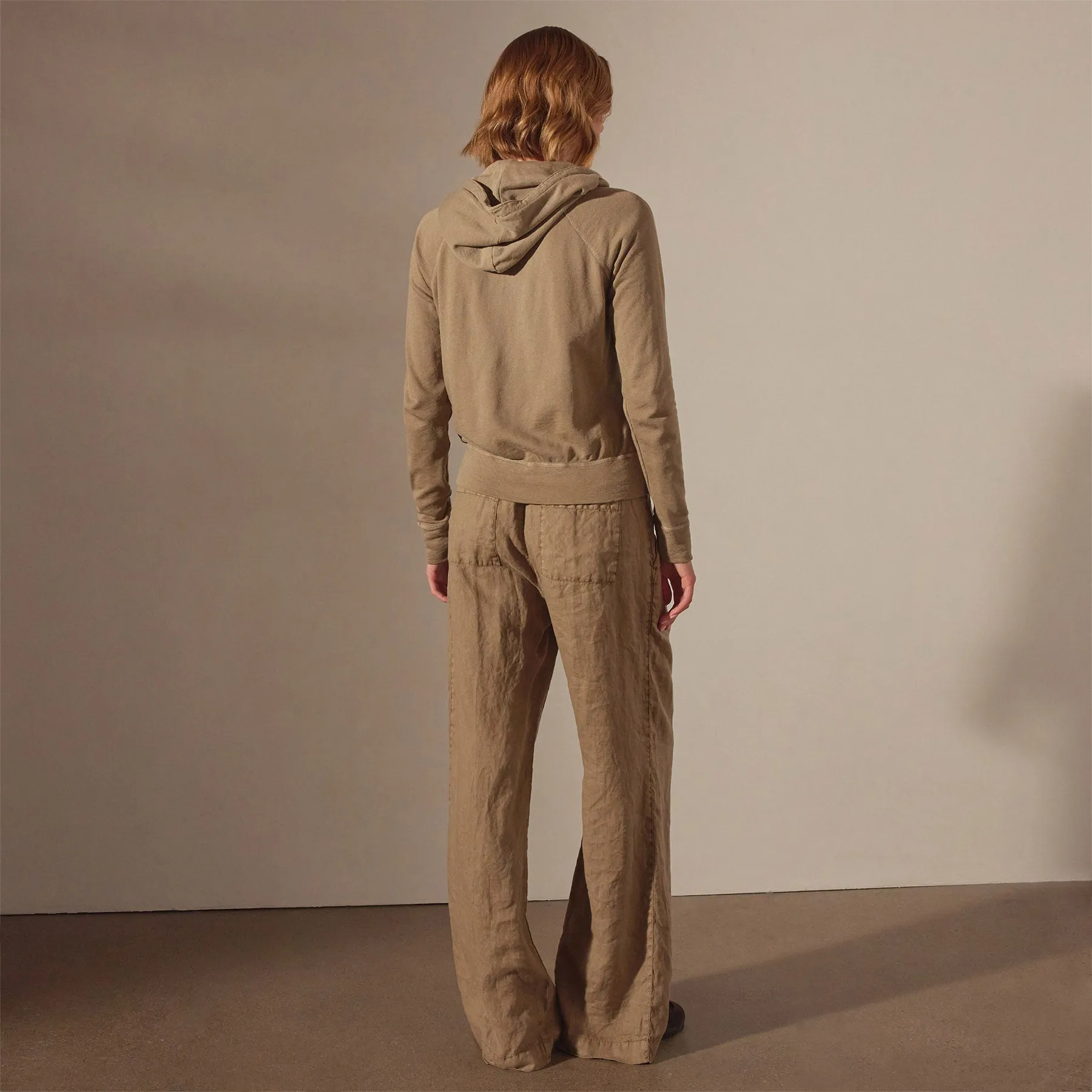 Vintage French Terry Zip Up Hoodie - Cashew Pigment