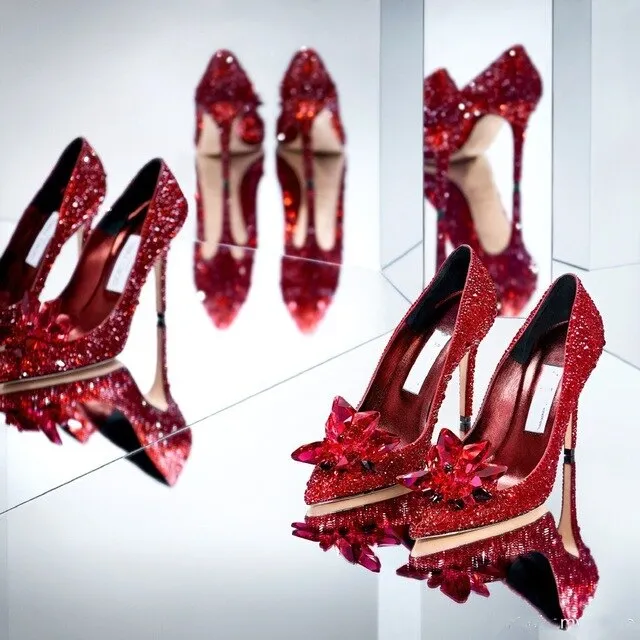Wedding Shoes Woman Wedding Dress Bride Shoe Silver High-heeled Shoes Woman Fine With Princess Rhinestone