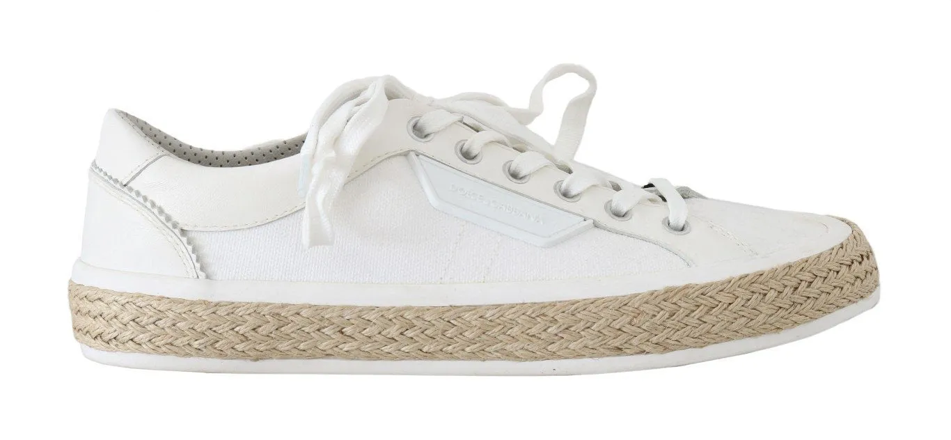 White Leather Cotton Sneakers