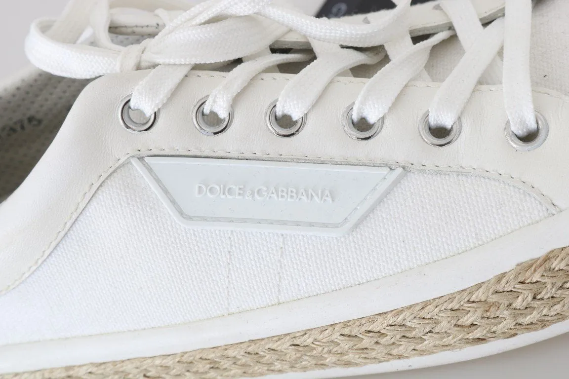White Leather Cotton Sneakers