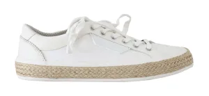White Leather Cotton Sneakers