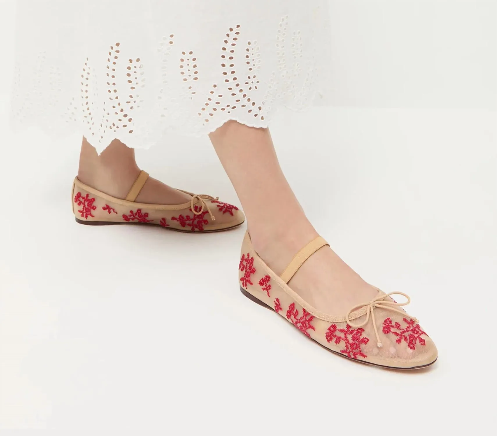 Women Leonie Embellished Ballet Flats In Natural
