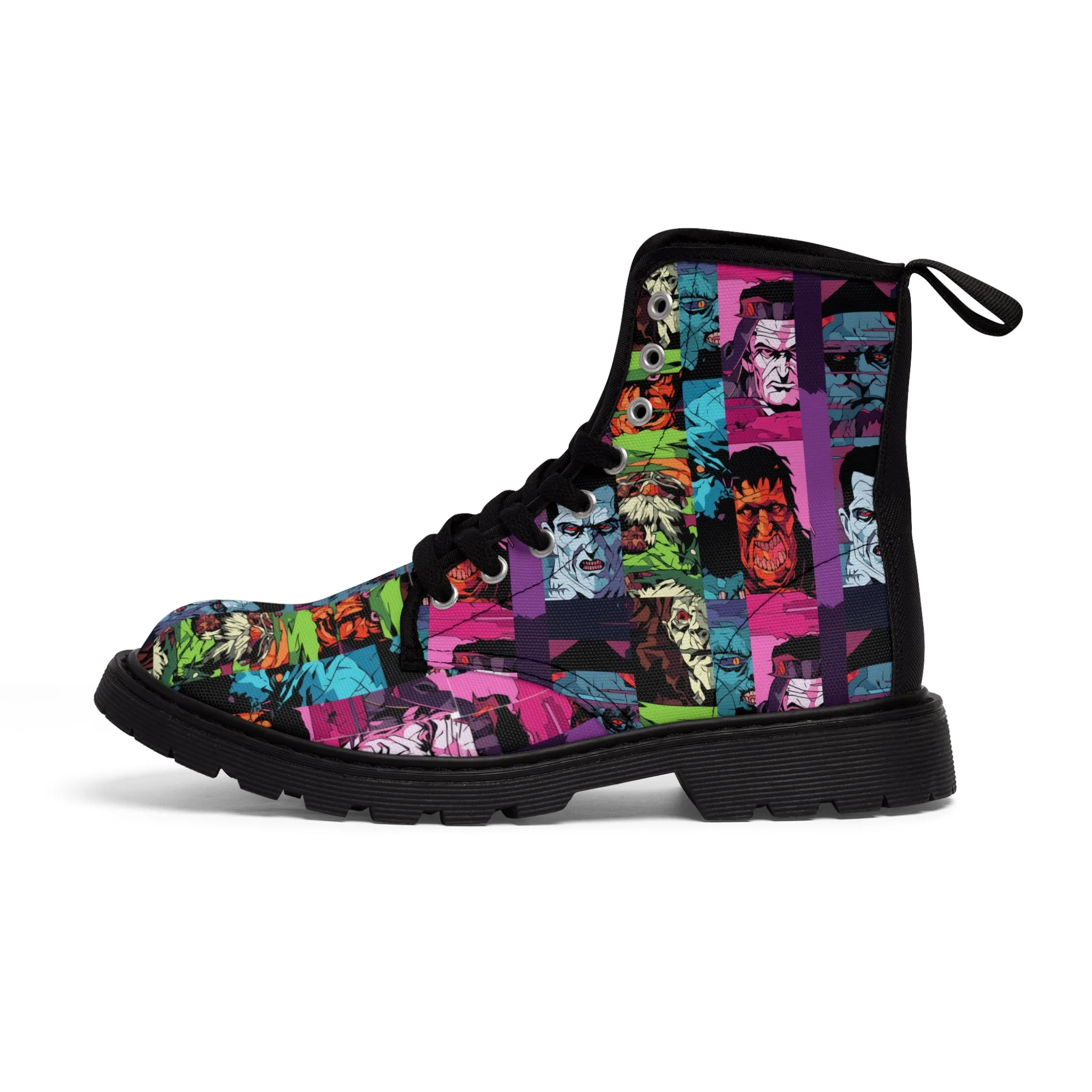 Women's Canvas Boots - Spooky Monsters Anime Beta