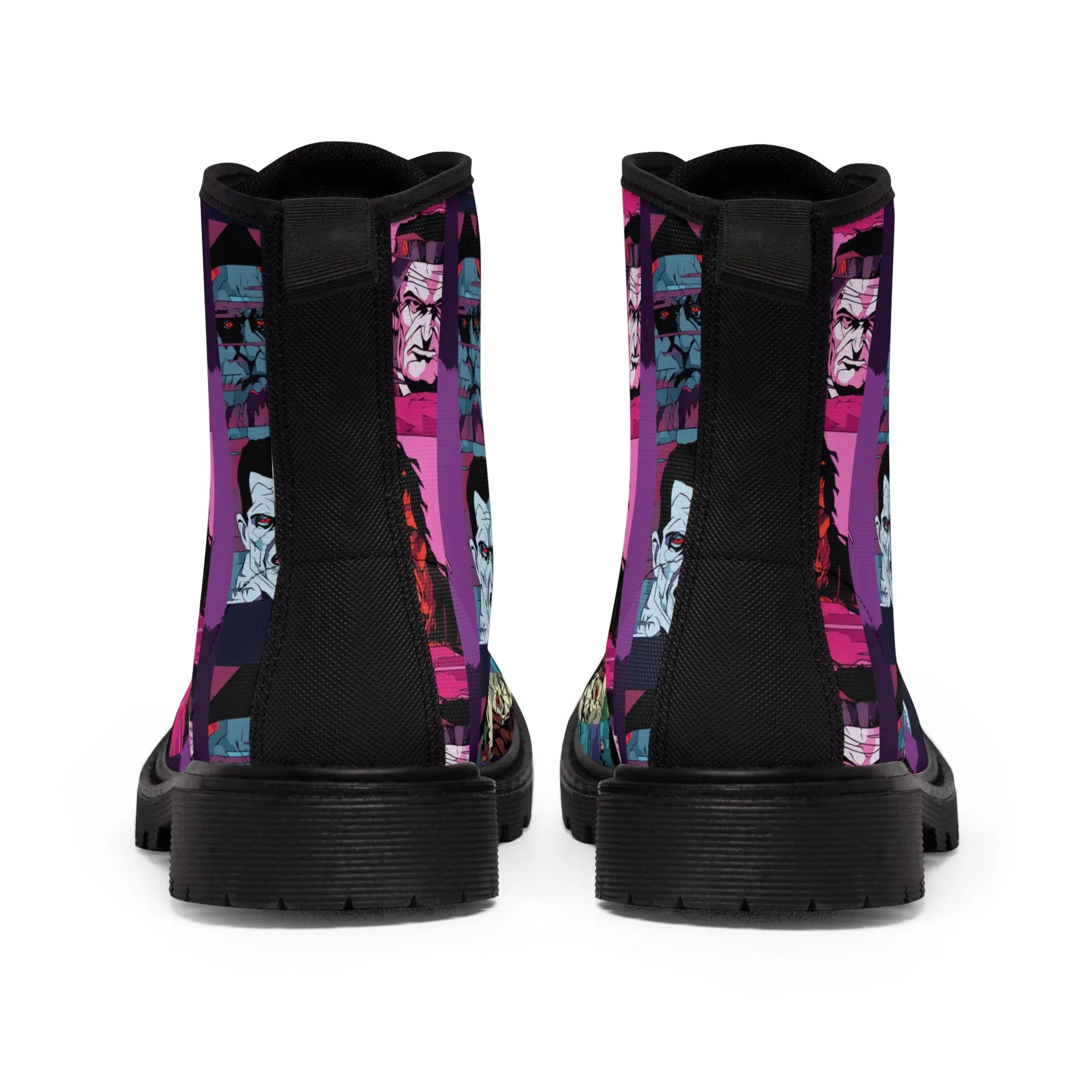 Women's Canvas Boots - Spooky Monsters Anime Beta