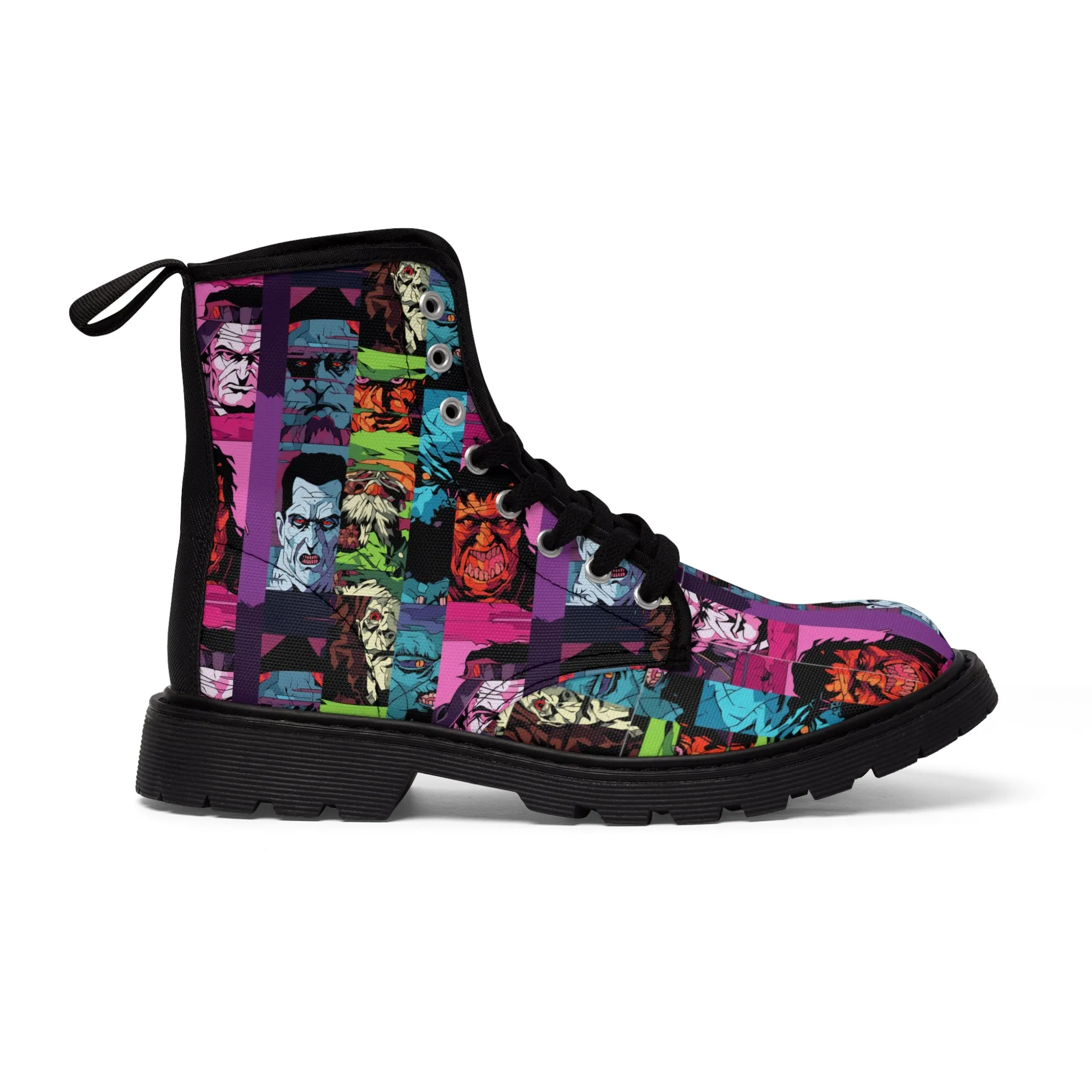 Women's Canvas Boots - Spooky Monsters Anime Beta