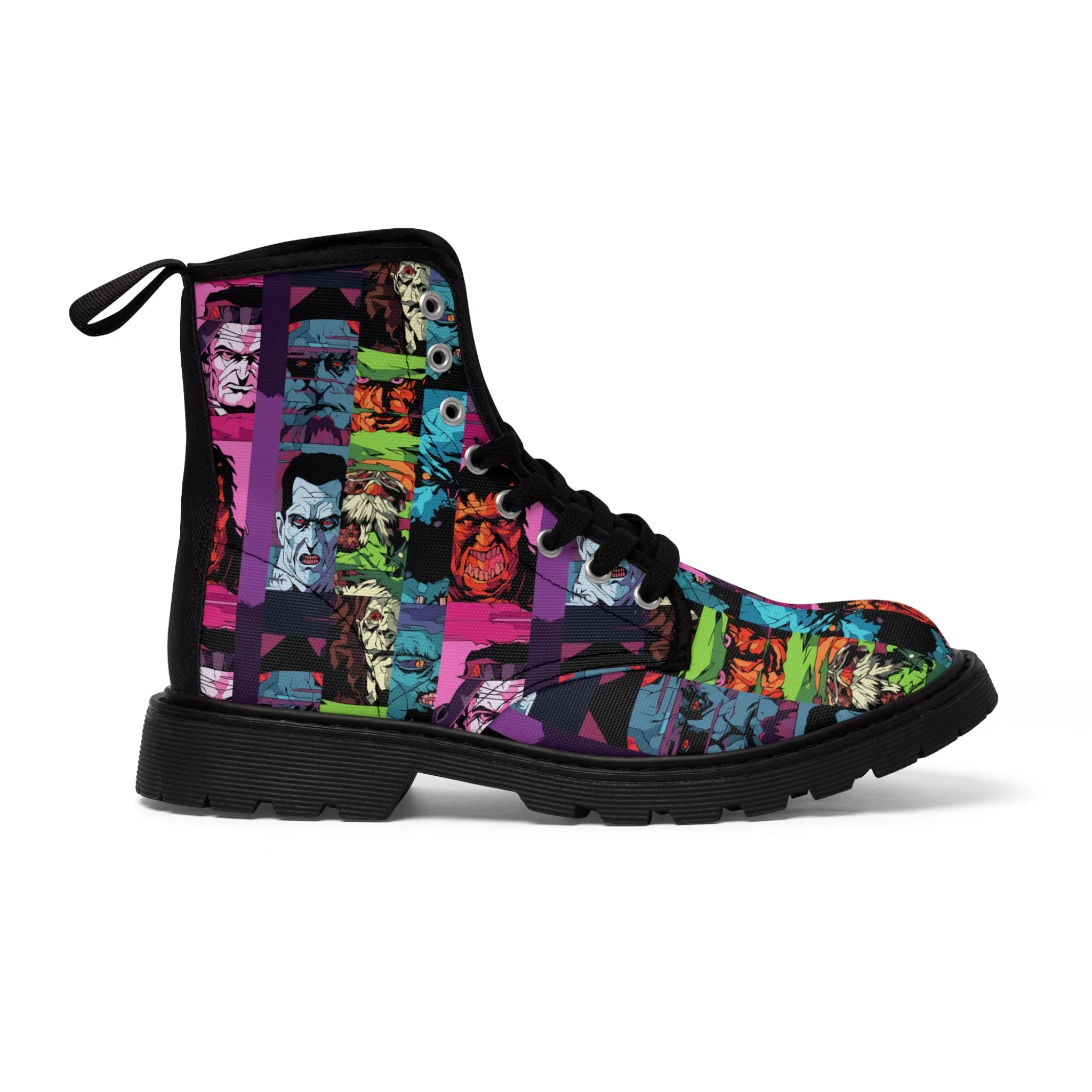 Women's Canvas Boots - Spooky Monsters Anime Beta