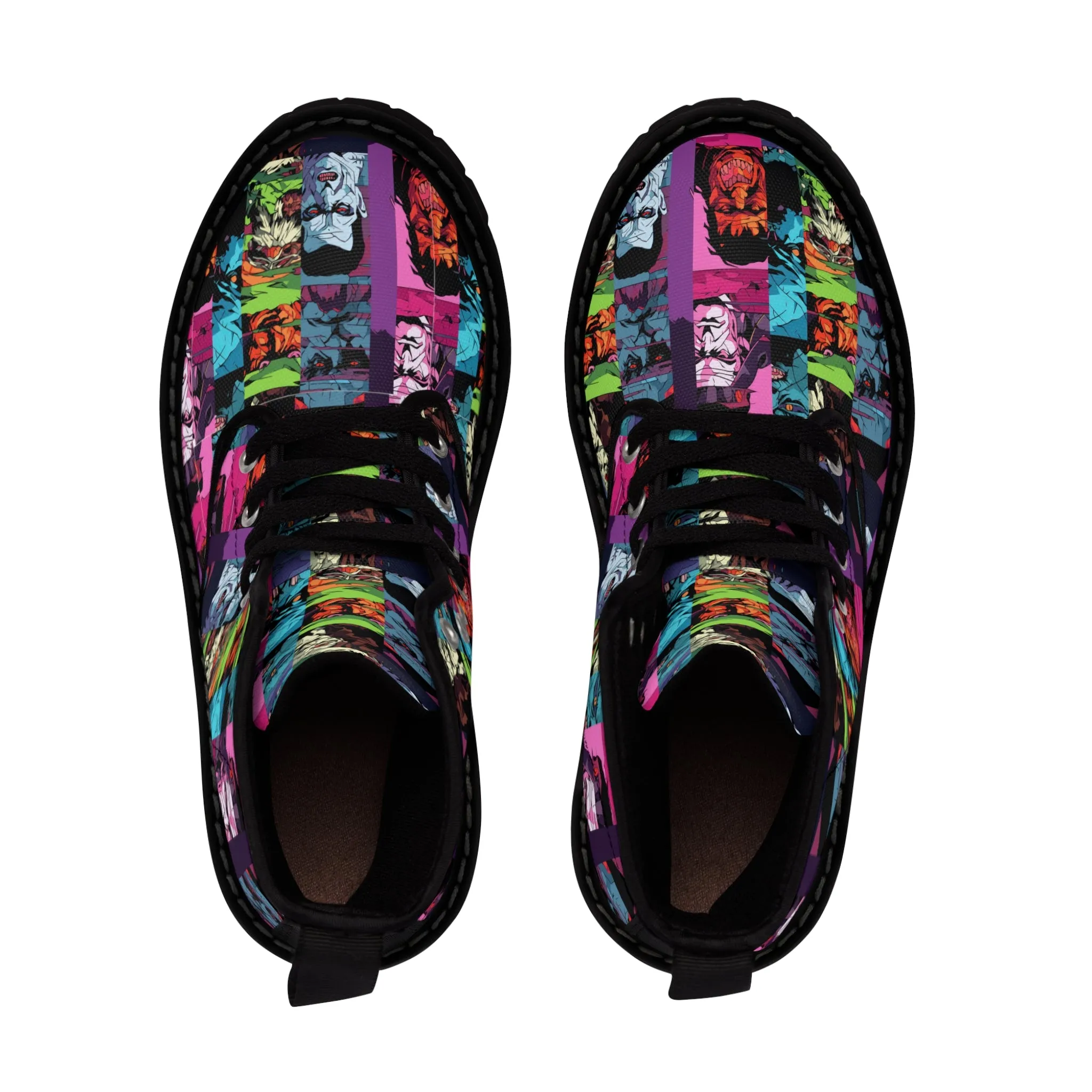 Women's Canvas Boots - Spooky Monsters Anime Beta