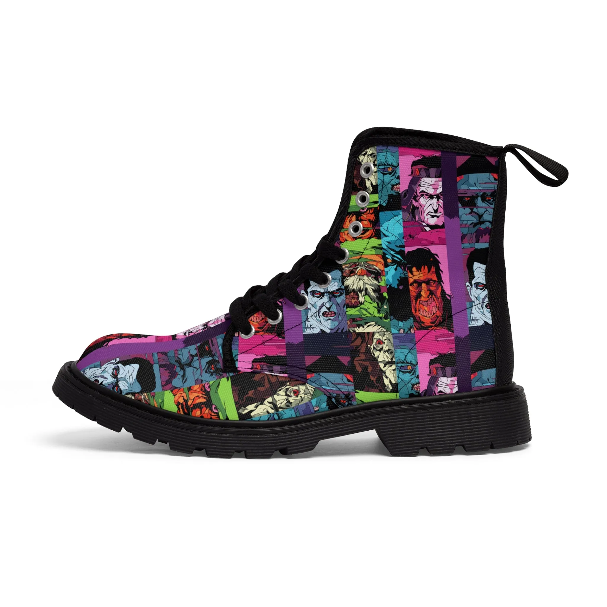 Women's Canvas Boots - Spooky Monsters Anime Beta