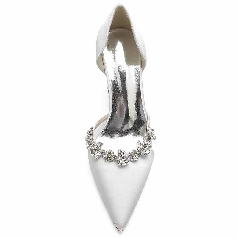Women's Heels Wedding Shoes Dress Shoes Comfort Party Bridal Shoes Rhinestone Block Heel Pointed Toe Pump