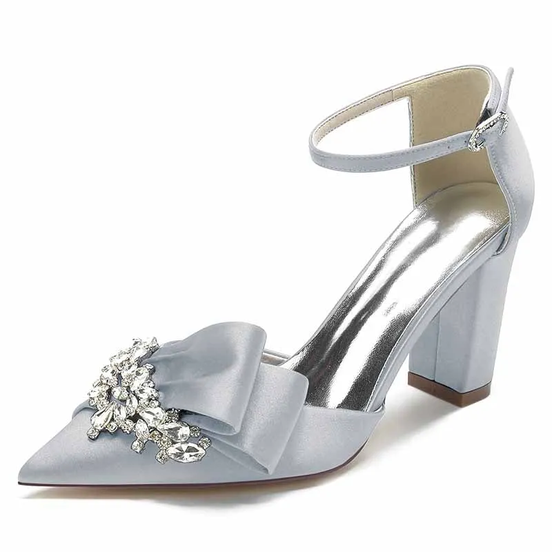 Women's Heels Wedding Shoes Dress Shoes Comfort Party Bridal Shoes Rhinestone Chunky Heel Pointed Toe Pump