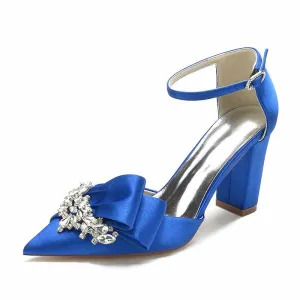 Women's Heels Wedding Shoes Dress Shoes Comfort Party Bridal Shoes Rhinestone Chunky Heel Pointed Toe Pump