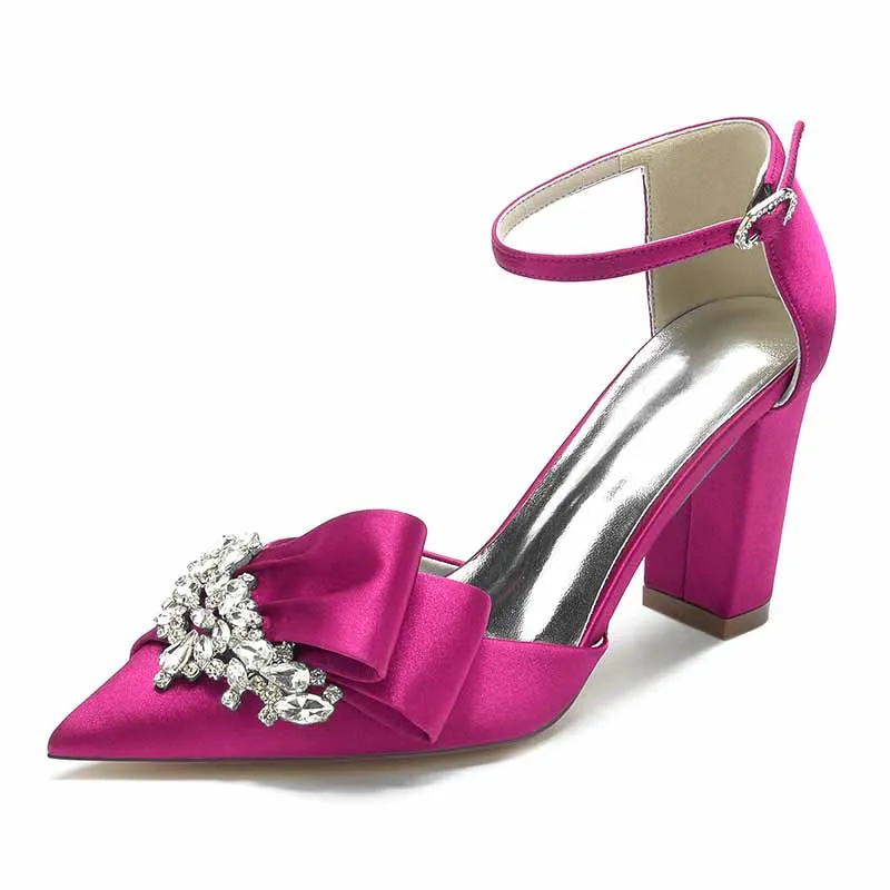 Women's Heels Wedding Shoes Dress Shoes Comfort Party Bridal Shoes Rhinestone Chunky Heel Pointed Toe Pump