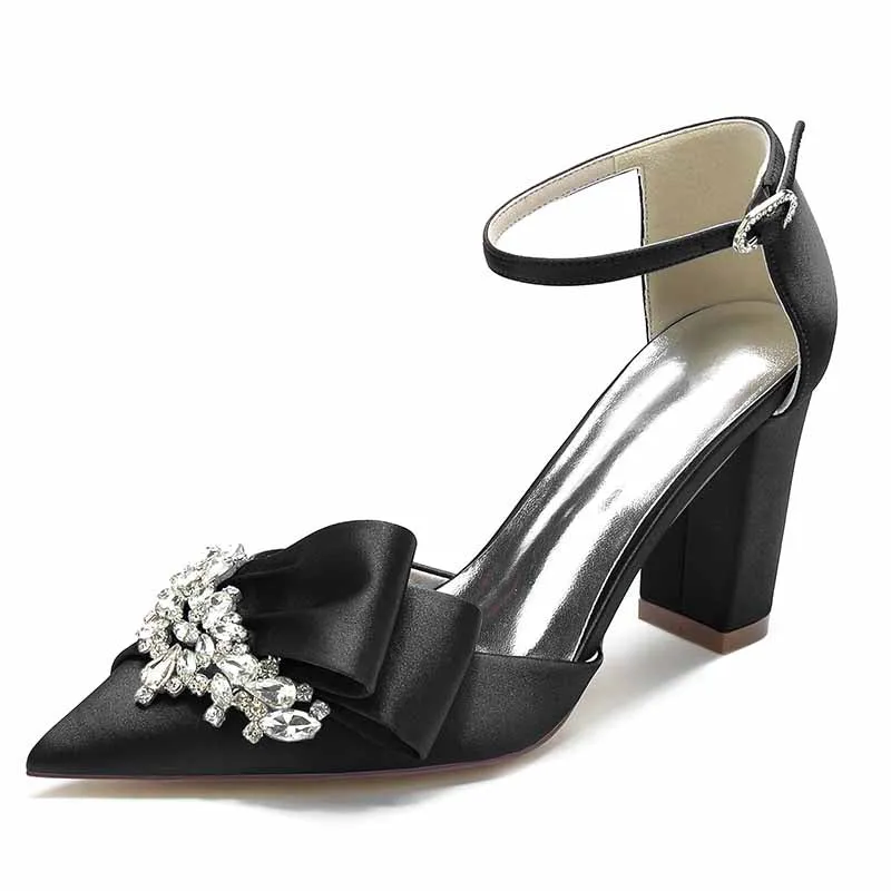 Women's Heels Wedding Shoes Dress Shoes Comfort Party Bridal Shoes Rhinestone Chunky Heel Pointed Toe Pump