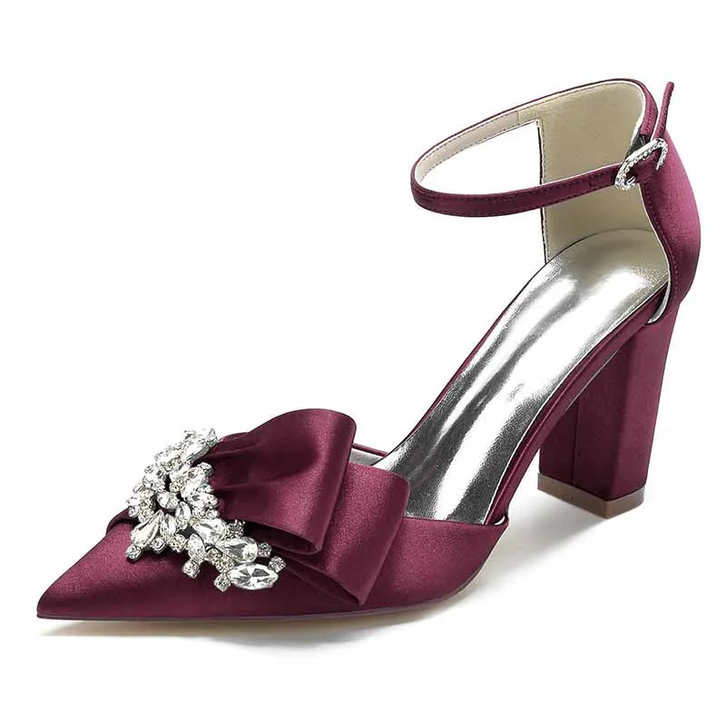 Women's Heels Wedding Shoes Dress Shoes Comfort Party Bridal Shoes Rhinestone Chunky Heel Pointed Toe Pump