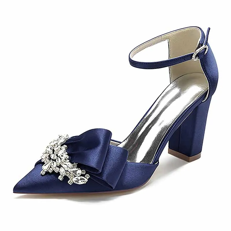 Women's Heels Wedding Shoes Dress Shoes Comfort Party Bridal Shoes Rhinestone Chunky Heel Pointed Toe Pump