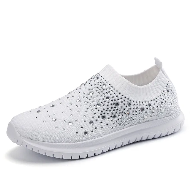 Women's Sparkling Glitter Sock Loafer Tennis Shoes