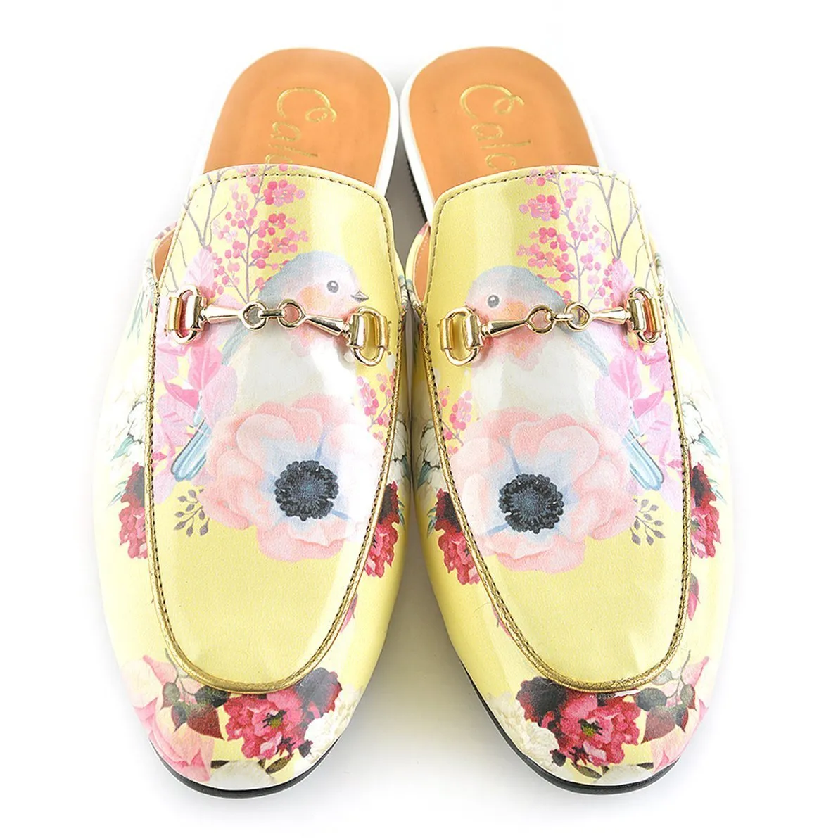 Yellow Floral Bird Slip-On Loafer CAG103